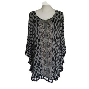 EUC Rafaella Weekend Marrakesh Sunset Fringed Poncho Size 1X